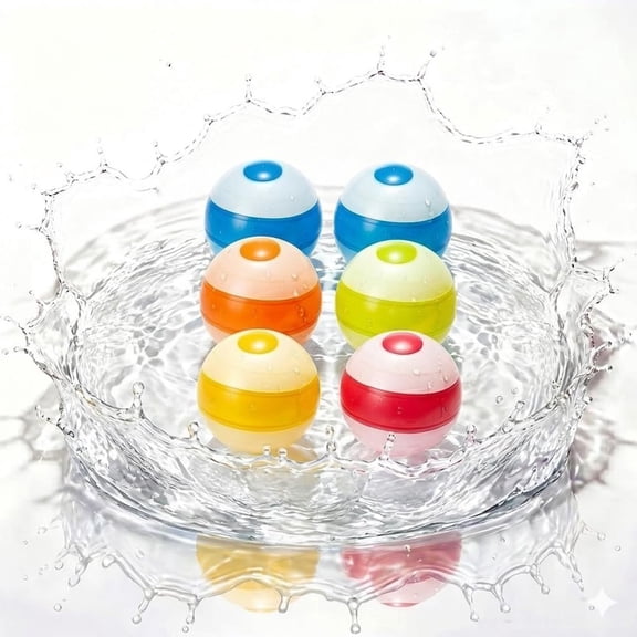 Reusable Water Balloons, Quick Fill Self Sealing Silicone Splash Balls, Reusable Outdoor Splash Toys No Magnets, Refillable Water Balls for Pool Beach Backyard Outdoor Summer Water Games (6pcs)