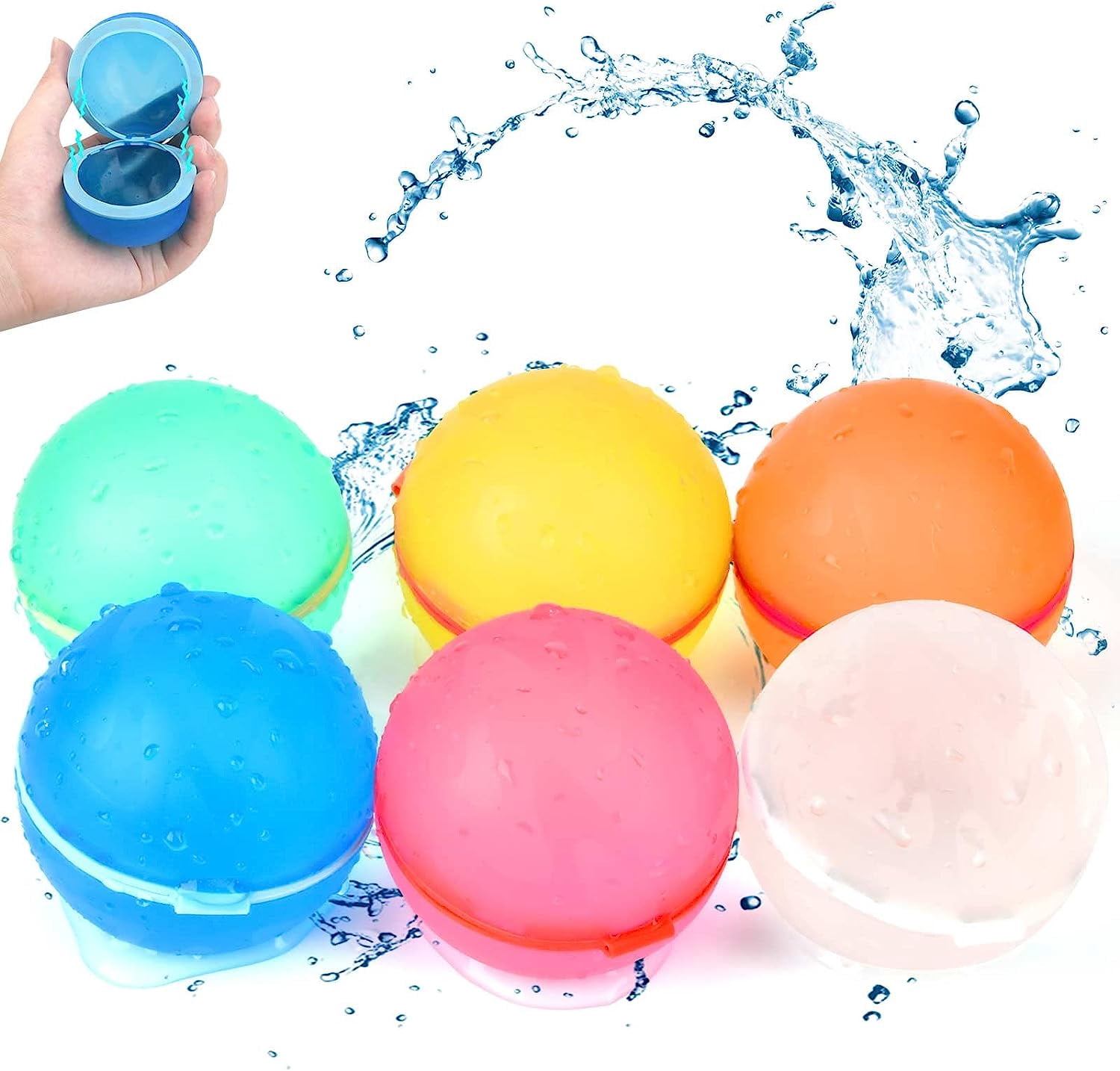 Reusable Water Balloons,Refillable Water Balls Pool Toys,