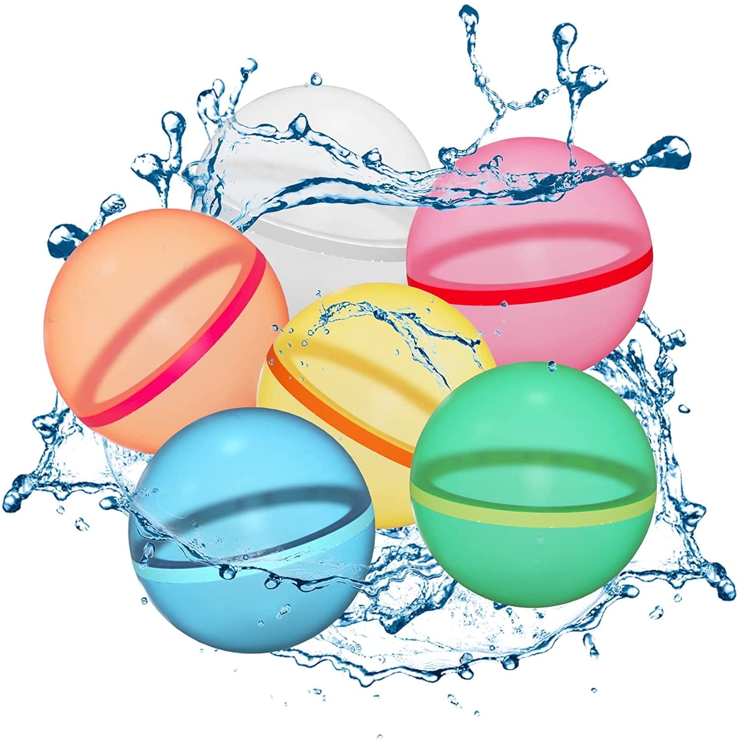 Reusable Water Balloons, Summer Water Toys, Outdoor Toys, Pool Toys, Self-Sealing Water Bomb for Kids Adults, Silicone Water Ball Easy Quick Fill, Fun Splash Water Bomb Party Supplies6 pcs