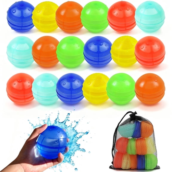 KiddiTouch 18 Pack Reusable Water Balloons,Pool Refillable Water Balloon,Outdoor Summer Toys for Kids Ages 3-12,Outdoor Activities Self Sealing Water Splash Ball for Fun