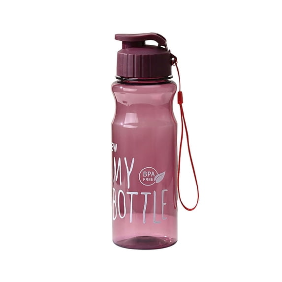 Reusable Water Bottle, Plastic Bottles, BottleswithLids, Pet Water Bottle, Water Bottle Black Lid, Clear Plastic, Water Bottle Bpa Free, Portable Carrying Strap, 9inHeight, 1