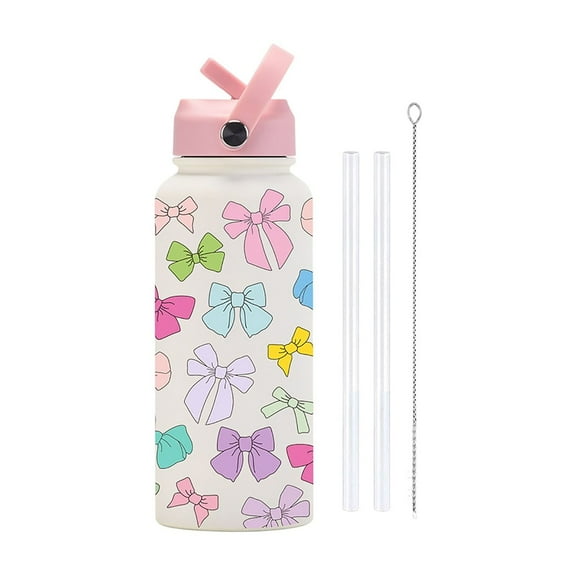 Reusable Water Bottle with Floral Design, Straw Lid, BPA-Free, 24oz Capacity, Eco-Friendly Hydration for Daily Use