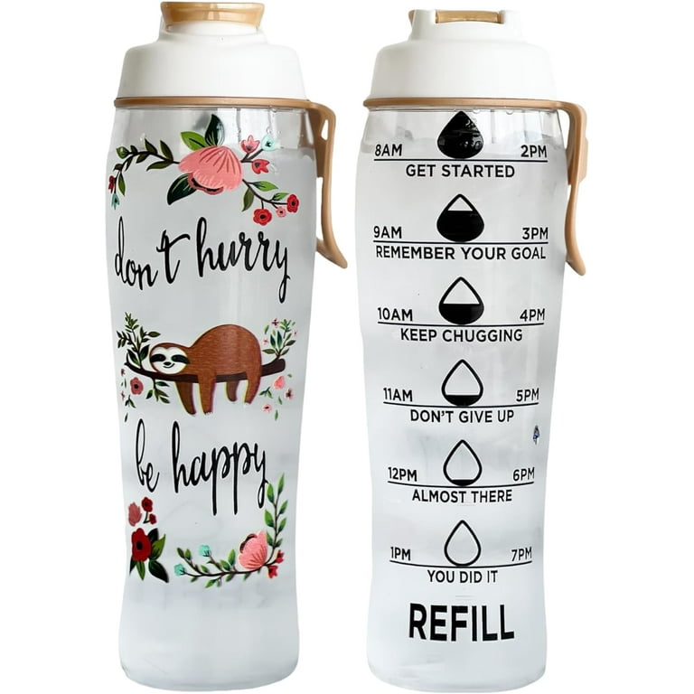Reusable Water Bottle with Time Marker—BPA-Free, Daily Tracker to