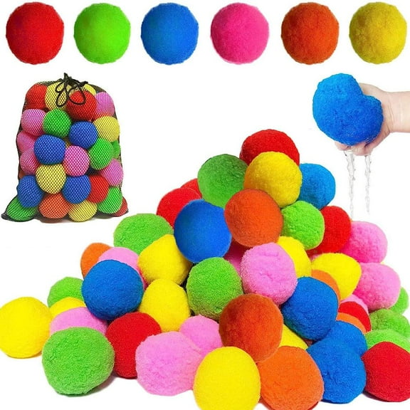 Reusable Water Sponge Balls, 60PCS Summer Water Sponge Balls Pool Toys, Sponge , Soft Instant Refill Water Balloons No Cleanup for Pool, Beach, Backyard