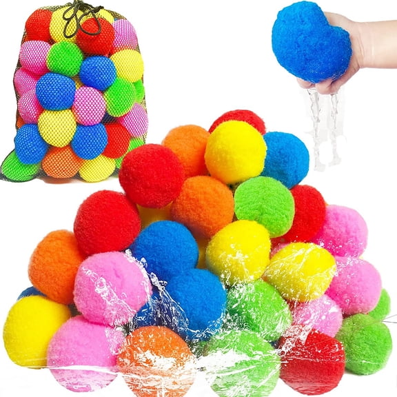 Reusable Water Sponge Balls– Quick Soak Soft Play Set,Breathable Storage Solution,Safe Splashing Toy Pack,Pool Beach Backyard Garden Family Games for Teens Adults Holiday(30pcs)