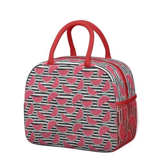 Reusable Watermelon Lnsulated Lunch Bag for Women & Men-Leakproof Water-Resistant Cooler Tote,Large Capacity(10.6x8.7x6.3in)for Work,Office,Travel,Picnic,Beach.