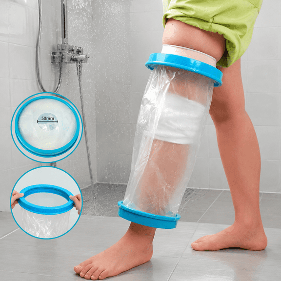 Reusable Waterproof Knee Cast Cover, Adult Fracture Post-Surgery Wound Protector, Bath Shield Sleeve to Keep Knee Cast Dry for Shower