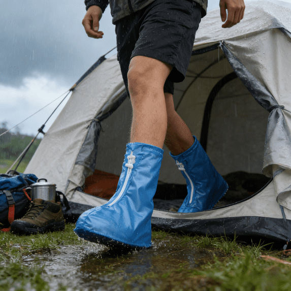 Reusable Waterproof Shoe Covers, Non-Slip Washable Durable Overshoes with Zipper for Men Women, Rain Snow Mud Resistant Boot Covers/Galoshes for Hiking, Work, Construction, Travel, Gardening