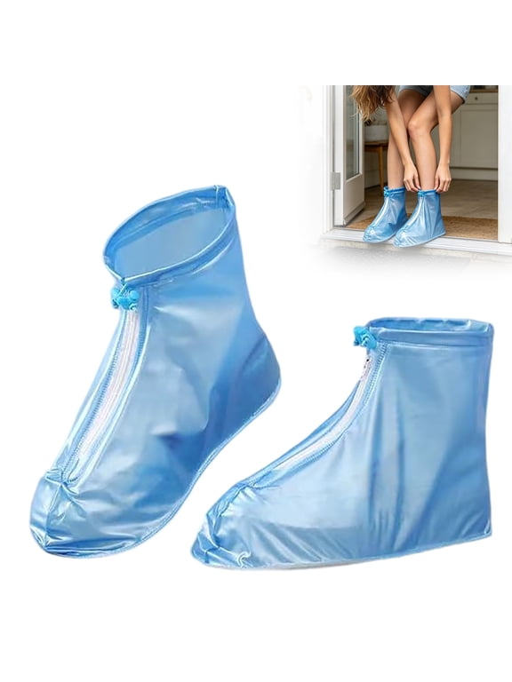 Reusable Waterproof Shoe Covers Size XXL, Zipper Closure Non- Rain Shoe Protectors for Men Women, Foldable Overshoes for Outdoor Walking,Colour as Pictured
