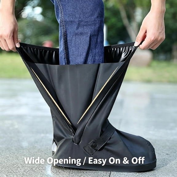 Reusable Waterproof Tall Foldable Shoe Cover, Rain Overshoes, Thick Wear Resistant Foot Protector, Slip Resistant Rain Boot Guard, Durable Shoe Cover for Wet Weather Daily Walking Outdoor Travel