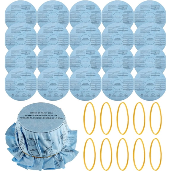 Reusable Wet Dry Vac Filter VF2002 Dry Disc Vacuum Filters for Most 5 Gallon and Larger Shop Vac Branded Wet/Dry Vacuum Cleaners(pack of 20pcs Disc Filters 10pcs Retaining Bands)