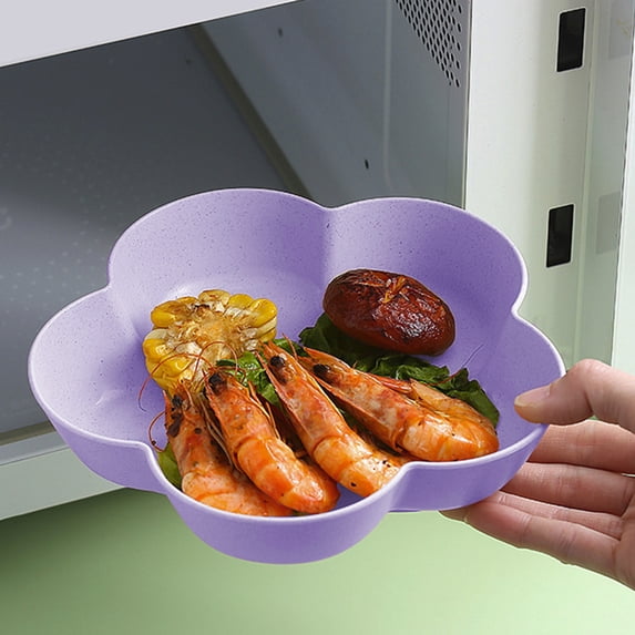 Reusable Wheat Straw Plates Set, 7.1 Inch Floral Snack Plates, 21oz Dishwasher Safe Stackable Bowls for Dessert, Party, BBQ, Kitchen & Dining