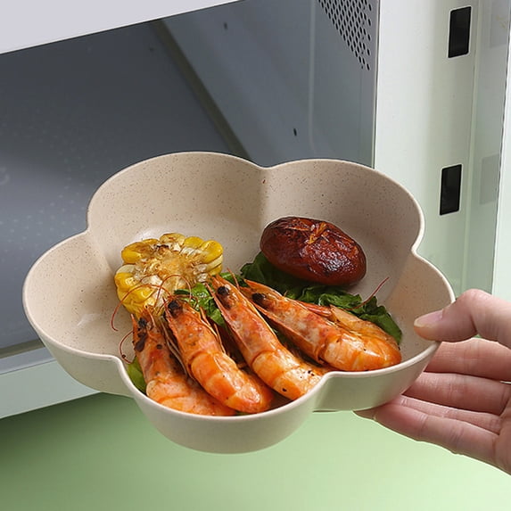 Reusable Wheat Straw Plates Set, 7.1 Inch Floral Snack Plates, 21oz Dishwasher Safe Stackable Bowls for Dessert, Party, BBQ, Kitchen & Dining