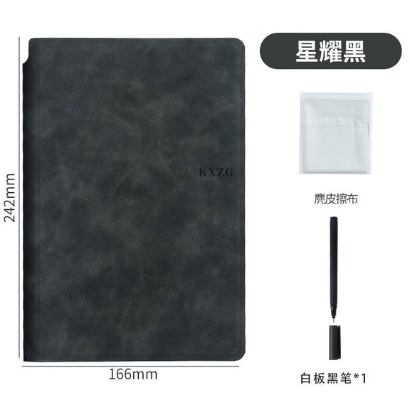 Reusable Whiteboard Notebook - A5 Size Faux Leather Cover with Whiteboard Pen & Eraser Cloth - Portable Dry Erase Notepad for Notes & Sketching