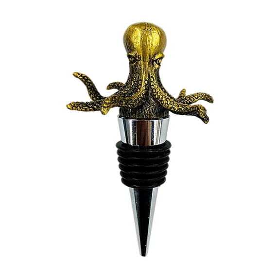 Reusable Wine Bottle Stopper 3D octopus Wine Stopper With Airtight Silicone Seal Reusable Alloy Bottle Plug For Red Wine Unique Sea Life Bar For Home&Kitchen