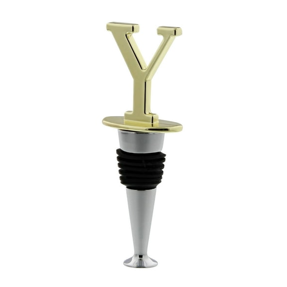 Reusable Wine Cork Bottle Wine Stopper Top Closer Seal in Brass - Letter “Y”