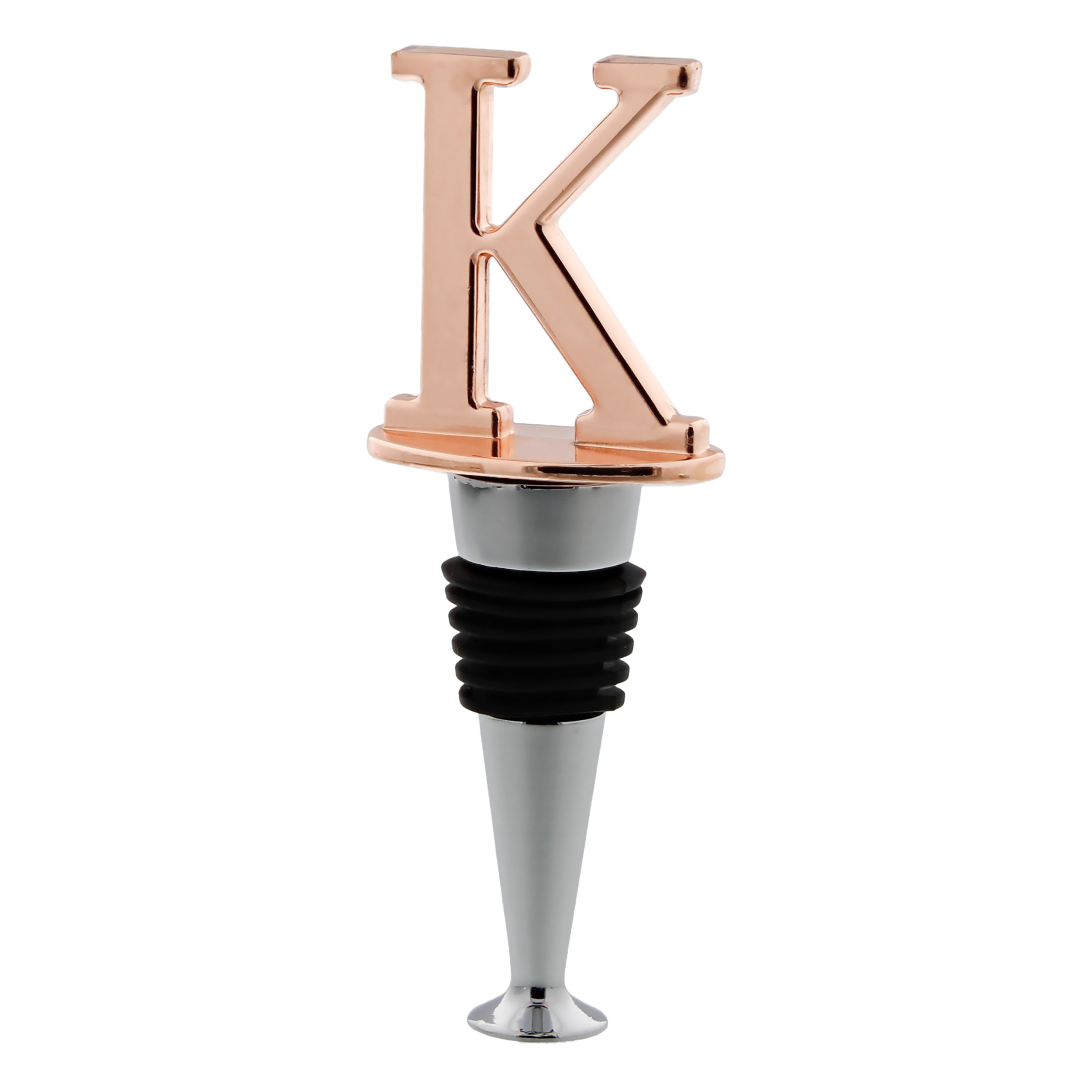 Reusable Wine Cork Bottle Wine Stopper Top Closer Seal in Rose Gold - Letter “K” - image 1 of 7