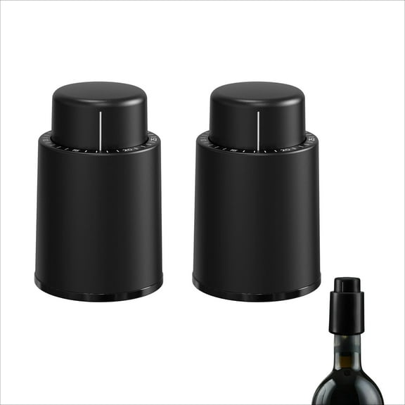 Reusable Wine Stoppers with Vacuum Pump, 2-Pack - Wine Saver Preserver Pump and Sealing Stoppers for Red & White Wine Bottles