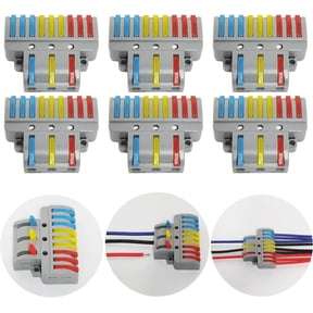 Conductor Terminal Block for Reliable Electrical Connections, Compact Splicing Wire Connectors with Quick Wiring 3 In 9 Out, High Temperature Resistance Ensuring Durability (6PCS)