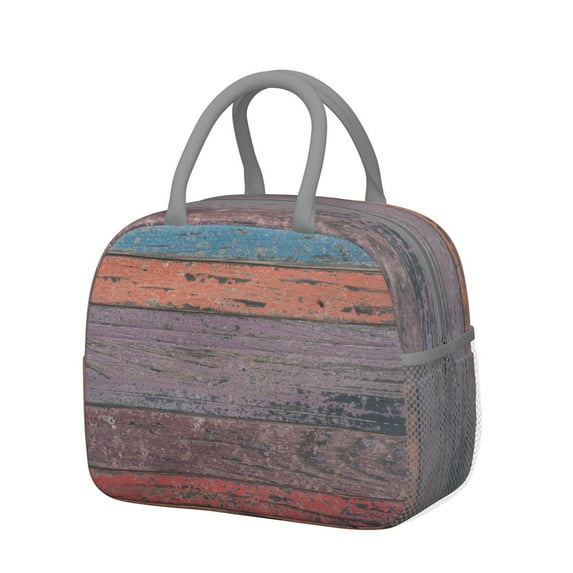 Reusable Wood Lnsulated Lunch Bag for Women & Men-Leakproof Water-Resistant Cooler Tote,Large Capacity(10.6x8.7x6.3in)for Work,Office,Travel,Picnic,Beach.