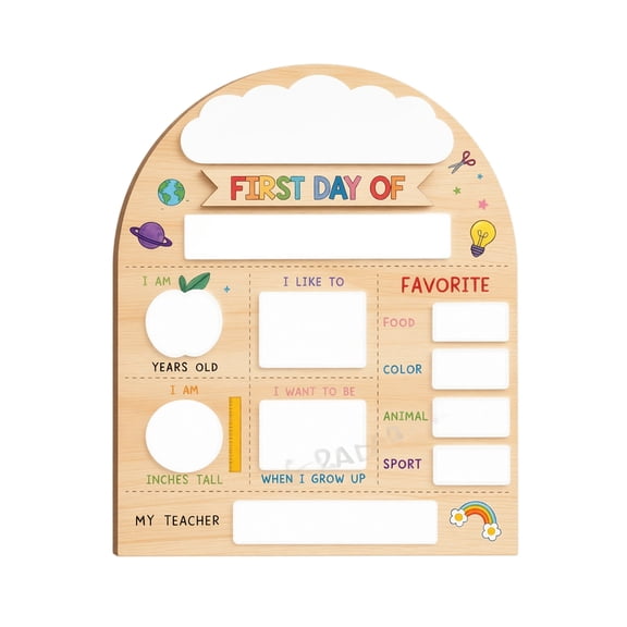 Reusable Wooden First Day of School and Graduation DIY Memory Board for Kids Personalized Milestone Sign with Writable Surface