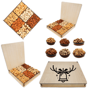 Reusable Wooden Gift, Assortment Gourmet Nuts, Holiday Christmas Nuts Gift Basket, Christmas Gift Basket, Assorted Food Gift Box