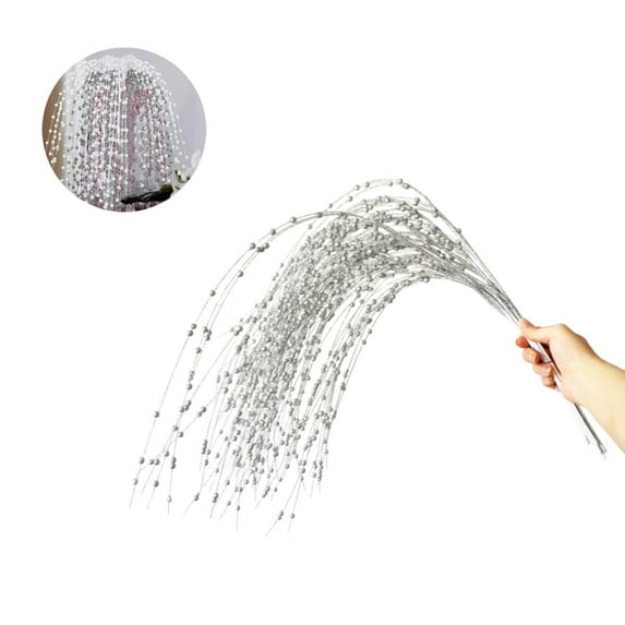 Reusable Xmas Decorative Bead Sticks,QZS Silver Christmas Home Decor,6pack Decorative Glitter Sticks for Fireplace,Holiday,Home