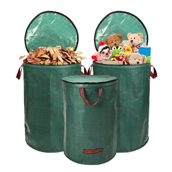 Reusable Yard Waste Bags - 26.4 Gallon Outdoor Trash Can, Large Leaf Collection Trash Bag with Lid & Handle,Collapsible Gardening Containers for Yard,Lawn and Leaf Cleanup,Weed Bag