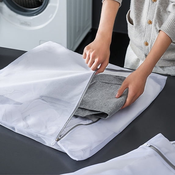 Reusable Zippered Mesh Laundry Bag for Delicate Garment in Washing Machine Home Textile Storage