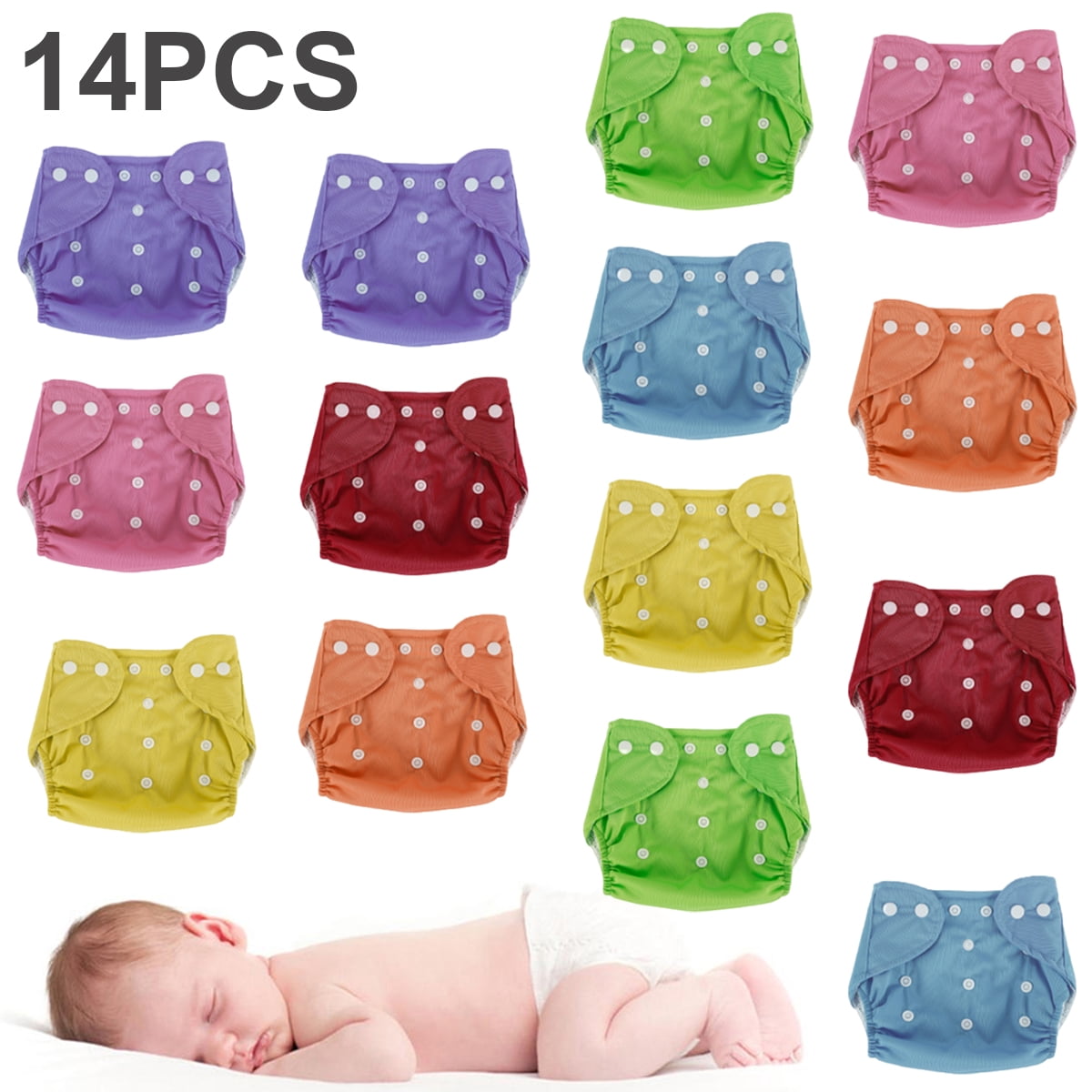 Reusable baby diapers soft and hygienic comfort cover washable size adjustable, All-in-One, Multicolour