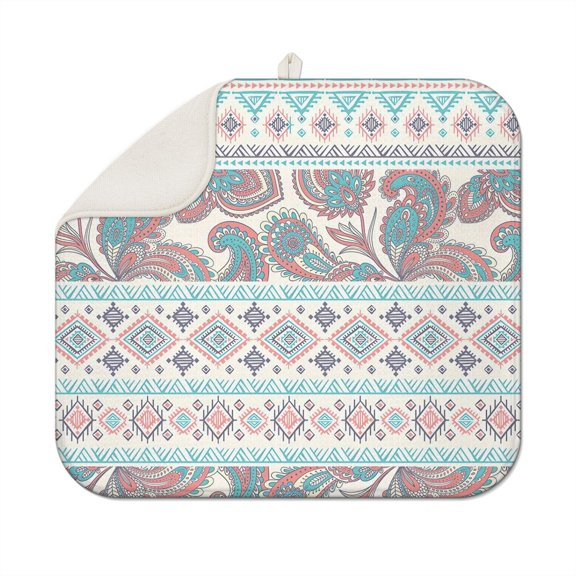 Reusable boho kitchen drying mat 16x18 Inch made of durable microfiber, quick-drying, washable, ideal for home and commercial kitchens