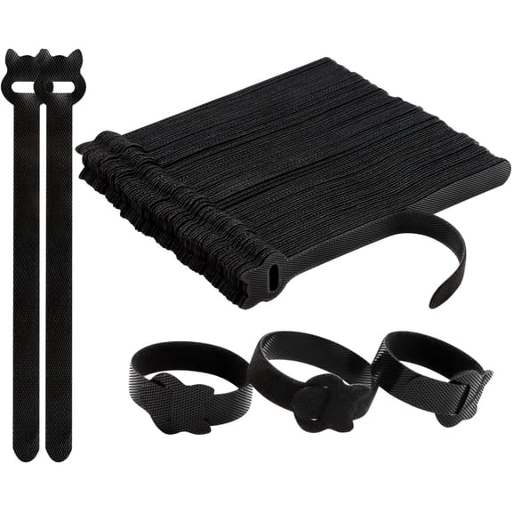 Reusable cable ties 100-pack 8-inch heavy-duty adjustable hook and loop cord strap multi-functional cable organizer suitable for home office data center indoor and outdoor cable bundling