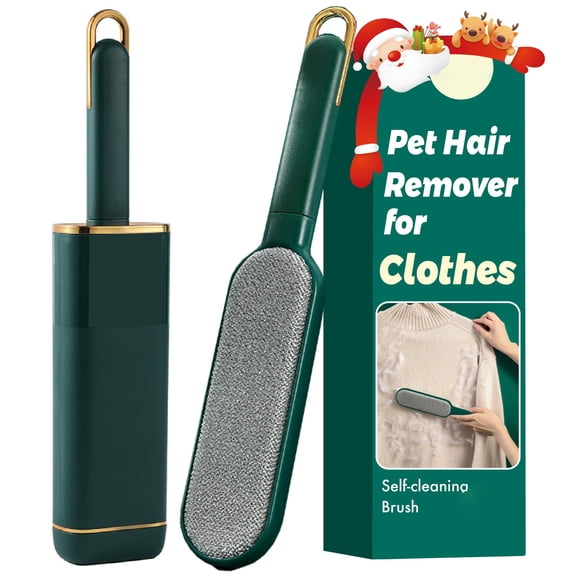 Reusable pet hair remover brush, self cleaning lint roller for dog cat hair removal on clothes furniture couch bedding car seats upholstery, green