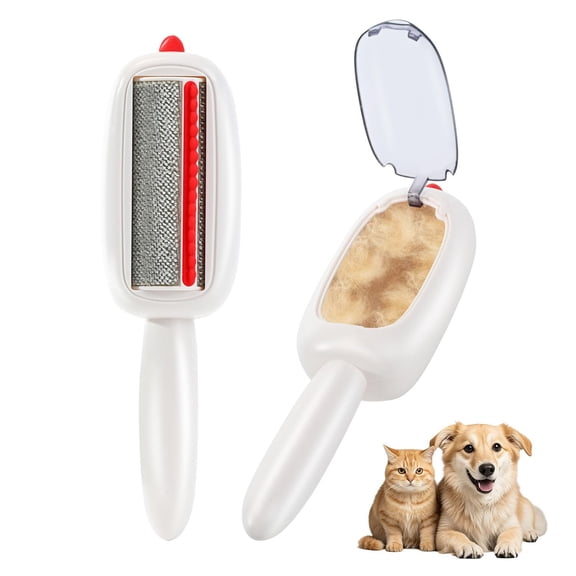 Reusable pet hair remover lint roller brush, washable pet cat dog hair removal tool for clothes furniture carpets bedding, portable durable eco friendly, white
