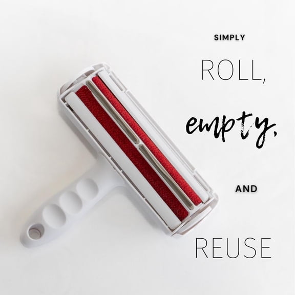 Reusable pet hair remover, washable lint roller for clothes furniture carpet car seats, effective dog cat fur removal tool, portable grooming brush for home office travel, red
