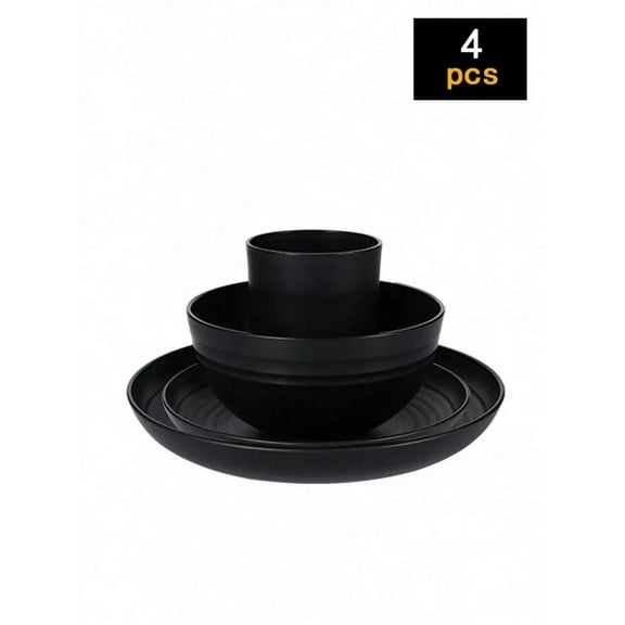 Reusable plastic tableware set, including plates, bowls and cups. Suitable for family picnics and school supplies