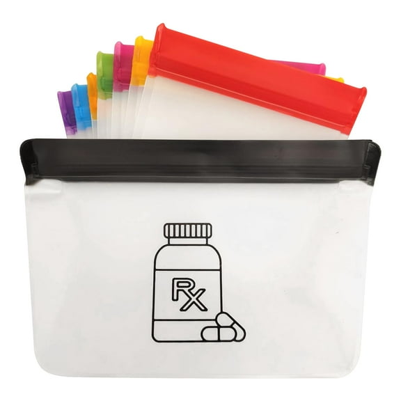 Reusapak 8 Piece Set Zippper Pill Pouch Organizers, Daily Purpose & Travel, Color-Coded Vitamin & Medicine Bags, Airtight Zip, Organize Small Items Bags