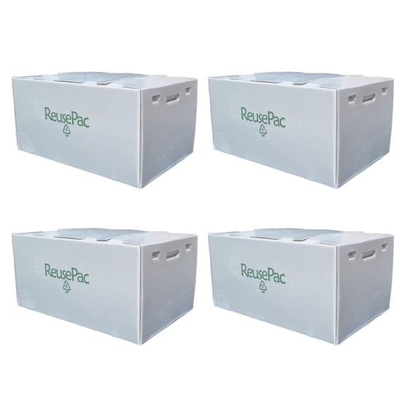 ReusePac 24 x 16 x 12 in Reusable Foldable Boxes 4 Pack Gray