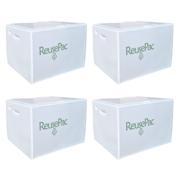 ReusePac 18x14x12in Reusable Foldable Boxes 4 Pack off White