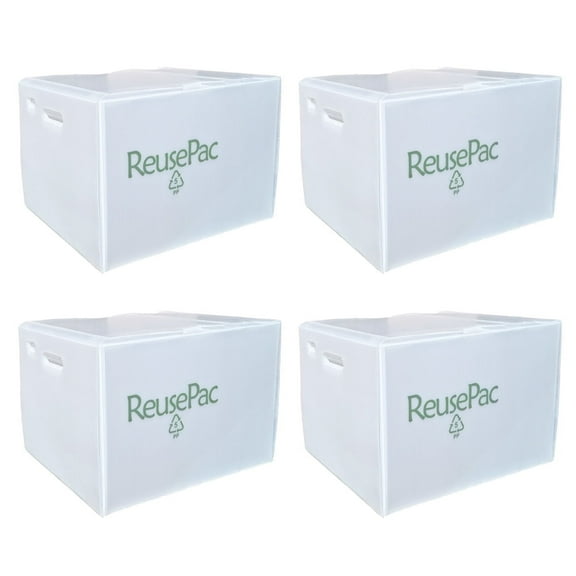 ReusePac Large Foldable Storage Boxes, 4 Pack, White