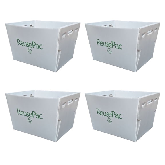ReusePac Bin Basket with Handles, Polypropylene, Gray (4 Pack)