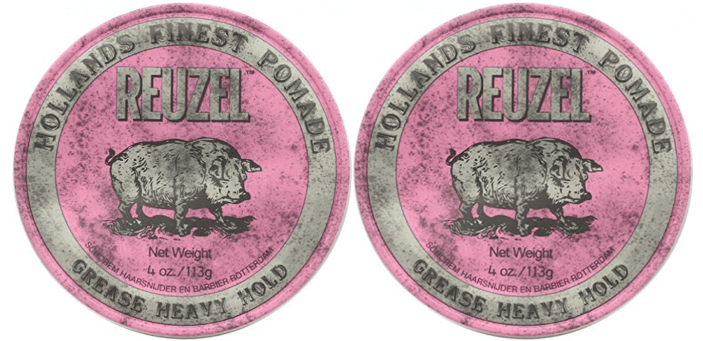 Reuzel Pink Heavy Grease Heavy Hold Pomade Original Fragrance Grooming Product With Effortless Shine 4 Ounce (Pack Of 2)
