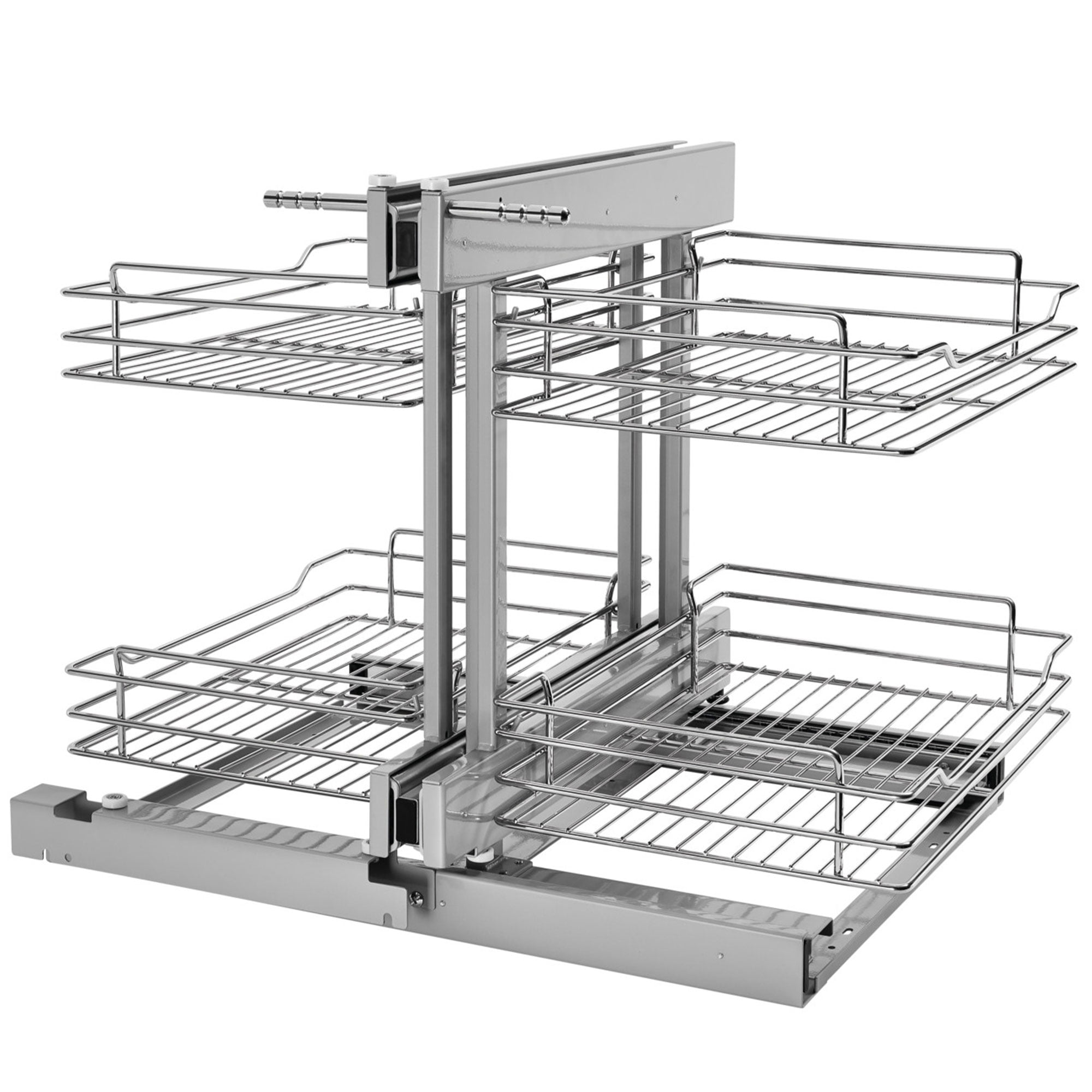 Silver Dual Tier Pullout Shelf Storage Organizer for Cabinets