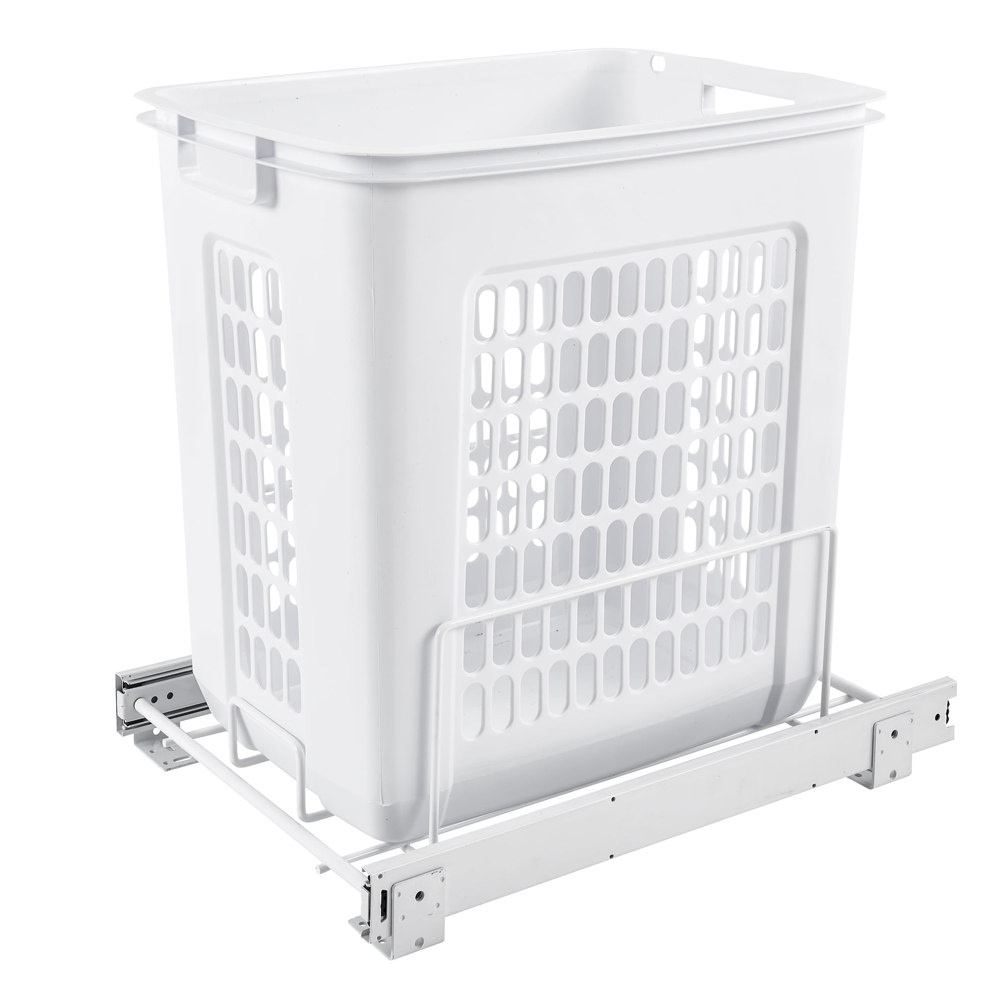 White Polymer Pullout Laundry Hamper with Full Extension Slides