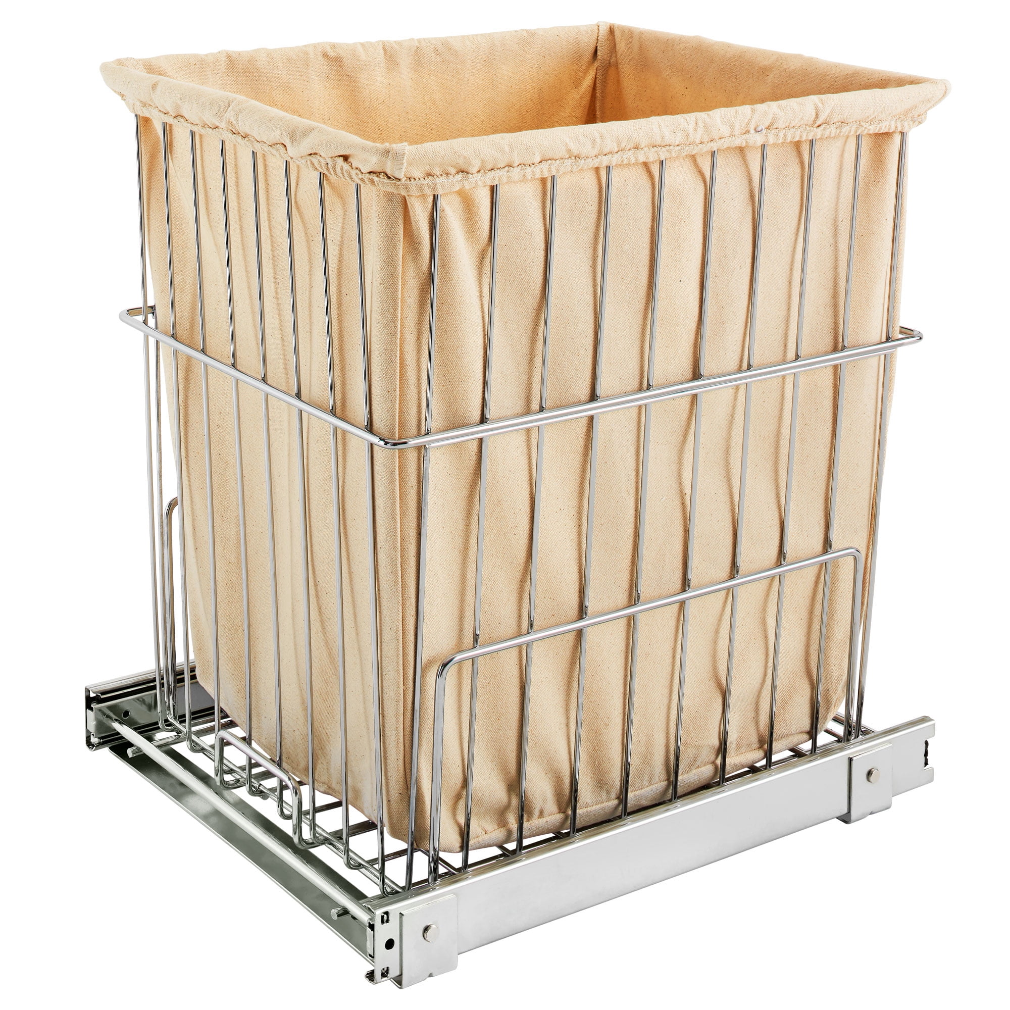 Chrome Wire Frame Stackable Laundry Hamper with Canvas Liner