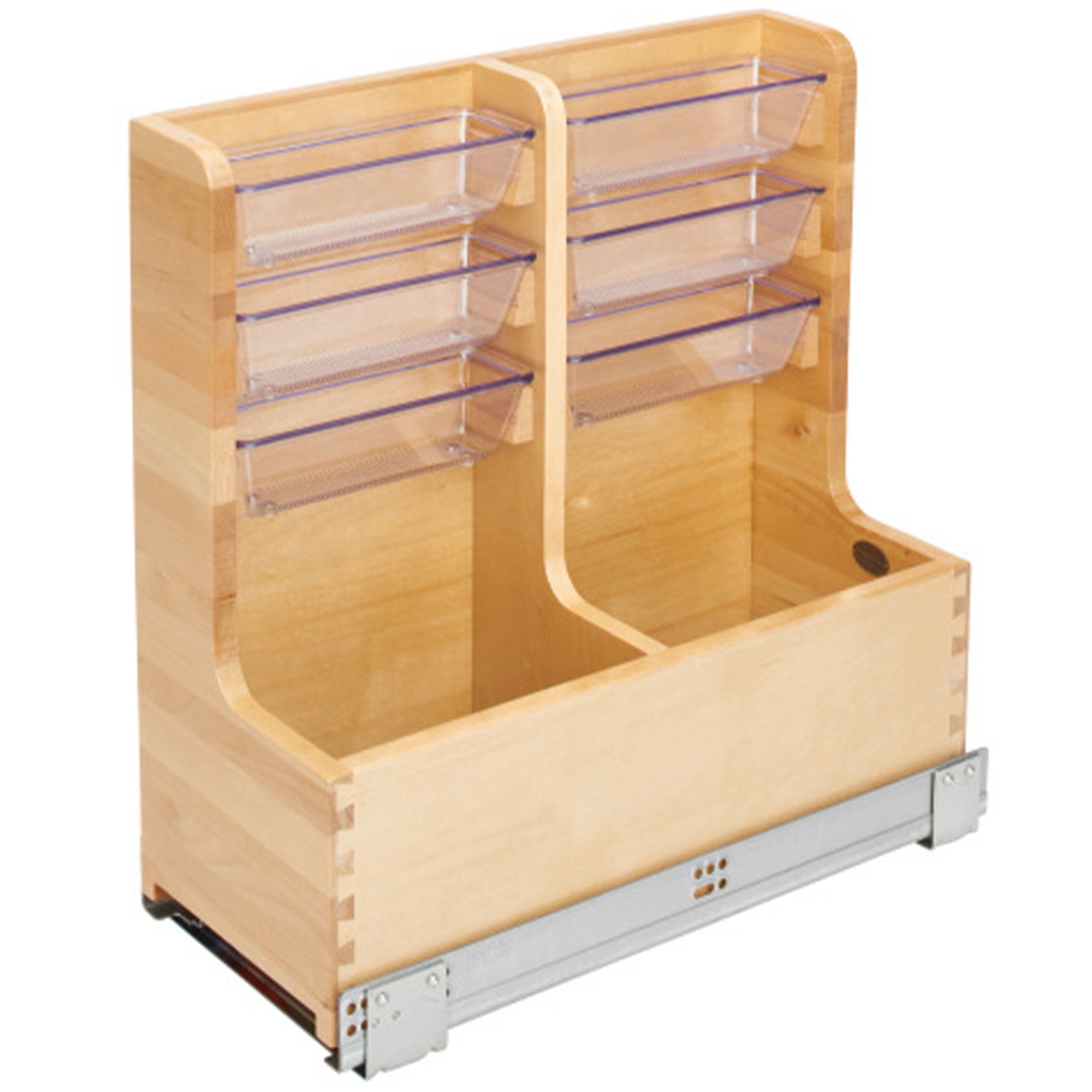 Maple Wood L-Shaped Vanity Cabinet Organizer with Soft-Close Slides