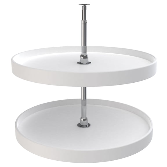 Rev-A-Shelf 28 Inch 2 Tier Full Circle Lazy Susan, White Polymer