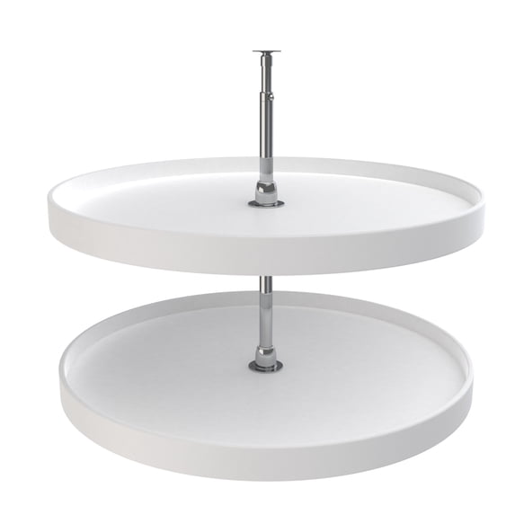 Rev-A-Shelf 32 Inch 2 Tier Full Circle Lazy Susan, White Polymer