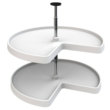 Rev-A-Shelf 3472-28-11-52 28 Inch Polymer Kidney 2 Shelf Lazy Susan, White
