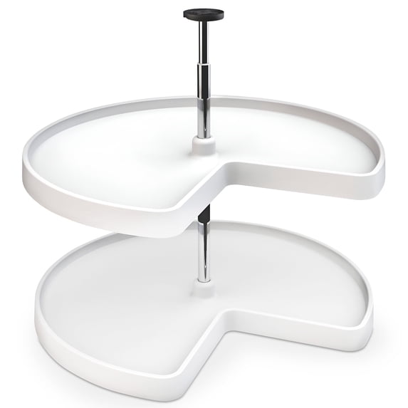 Rev-A-Shelf 3472-28-11-52 28 Inch Polymer Kidney 2 Shelf Lazy Susan, White